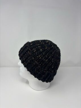 Toasted Almond Hand Knit Chunky Beanie with Folded Brim